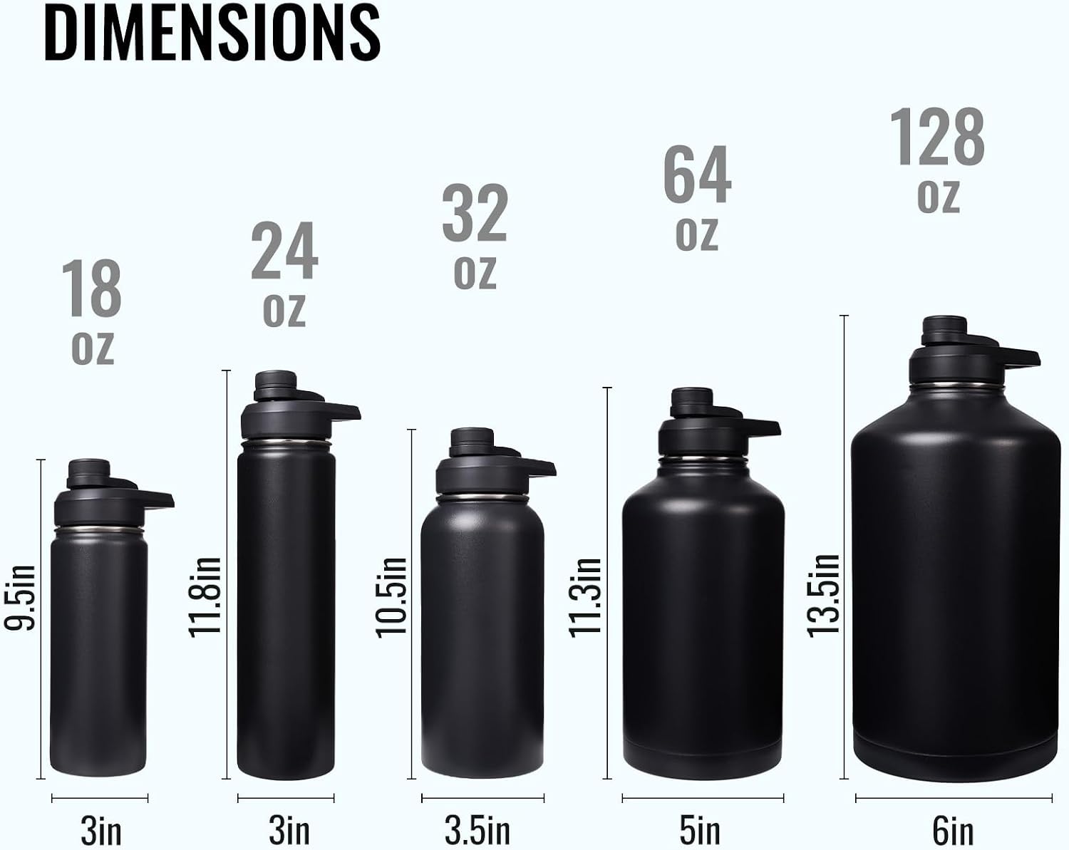 Fijinhom Insulated Water Bottle with Handle, 304 Stainless Steel Water Bottles with Wide Mouth, Double Wall Vacuum Sports Water Bottle, BPA Free, Keep Cold and Hot, 24 Ounces, Black - Image 5