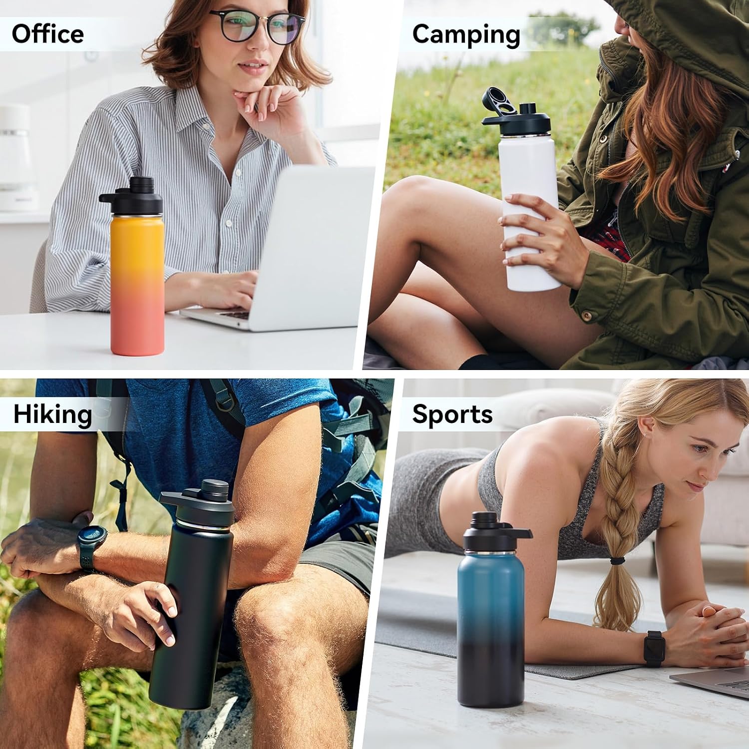 Fijinhom Insulated Water Bottle with Handle, 304 Stainless Steel Water Bottles with Wide Mouth, Double Wall Vacuum Sports Water Bottle, BPA Free, Keep Cold and Hot, 24 Ounces, Black - Image 7